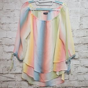 A.N.A Rainbow Multicolor Womens Dress Blouse